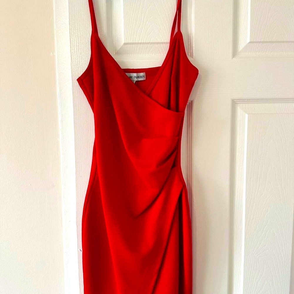 Macy’s Red Wrap Mini Dress size Small